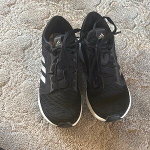 adidas Black and White Knit Lace-Up Sneakers